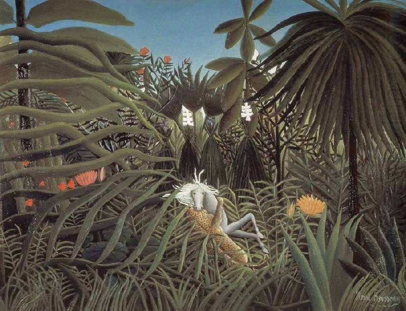 catamount attack horse, Henri Rousseau